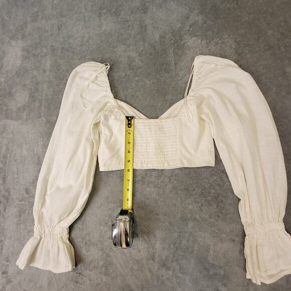 Urban Outfitters Crop Top XS Puff Sleeve Hook Front Cottagecore - Picture 9 of 10